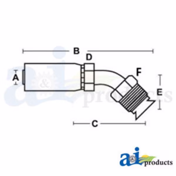 (HW-MIX45) SAE Male Inverted - SAE 45� - Swivel - 45� Elbow 3